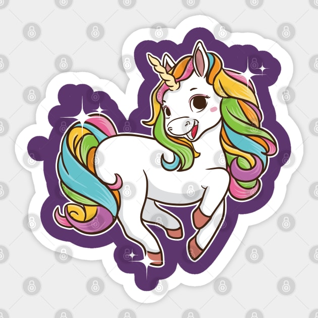 Cute Jumping Unicorn Magical Mythical Creatures Sticker by E